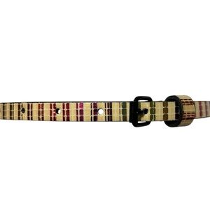 Multicolor Striped Faux Leather Skinny Belt XS
